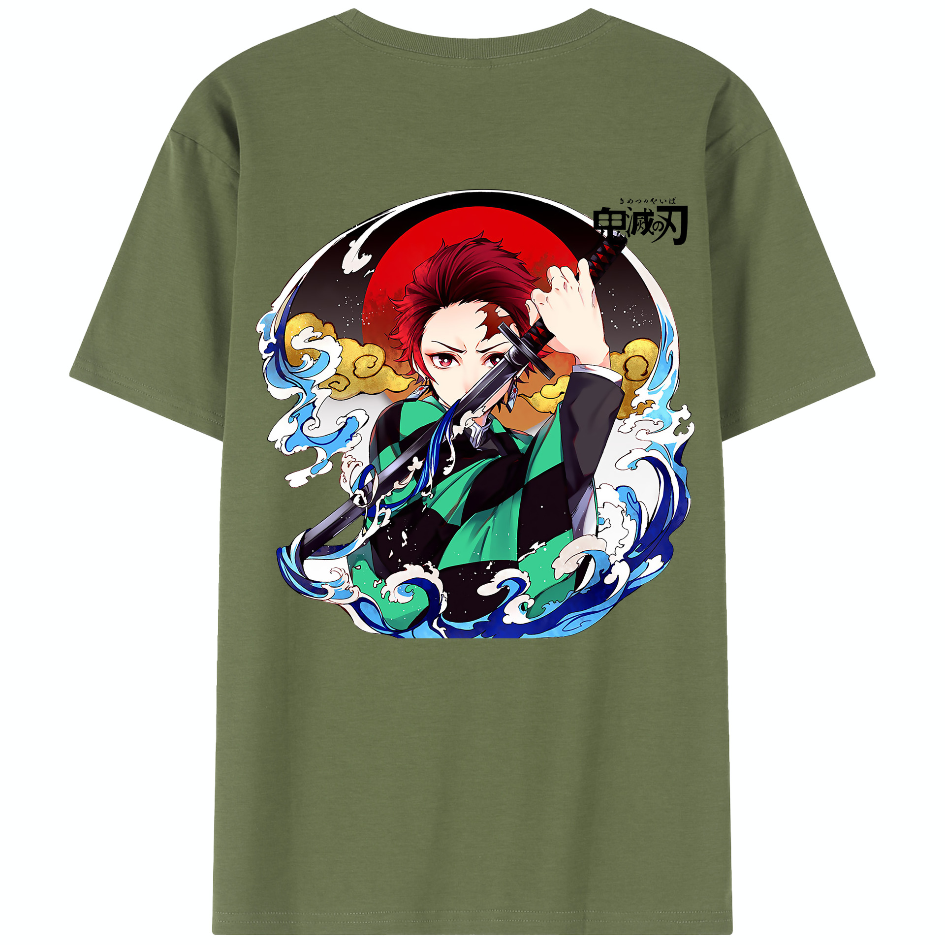 （画像用） 鬼滅の刃 竈門 炭治郎／かまど たんじろう Kamado Tanjirou 綿100％半袖Tシャツ（背面プリント）